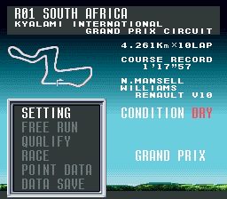 休曼F1大奖赛2SFC游戏截图第7张