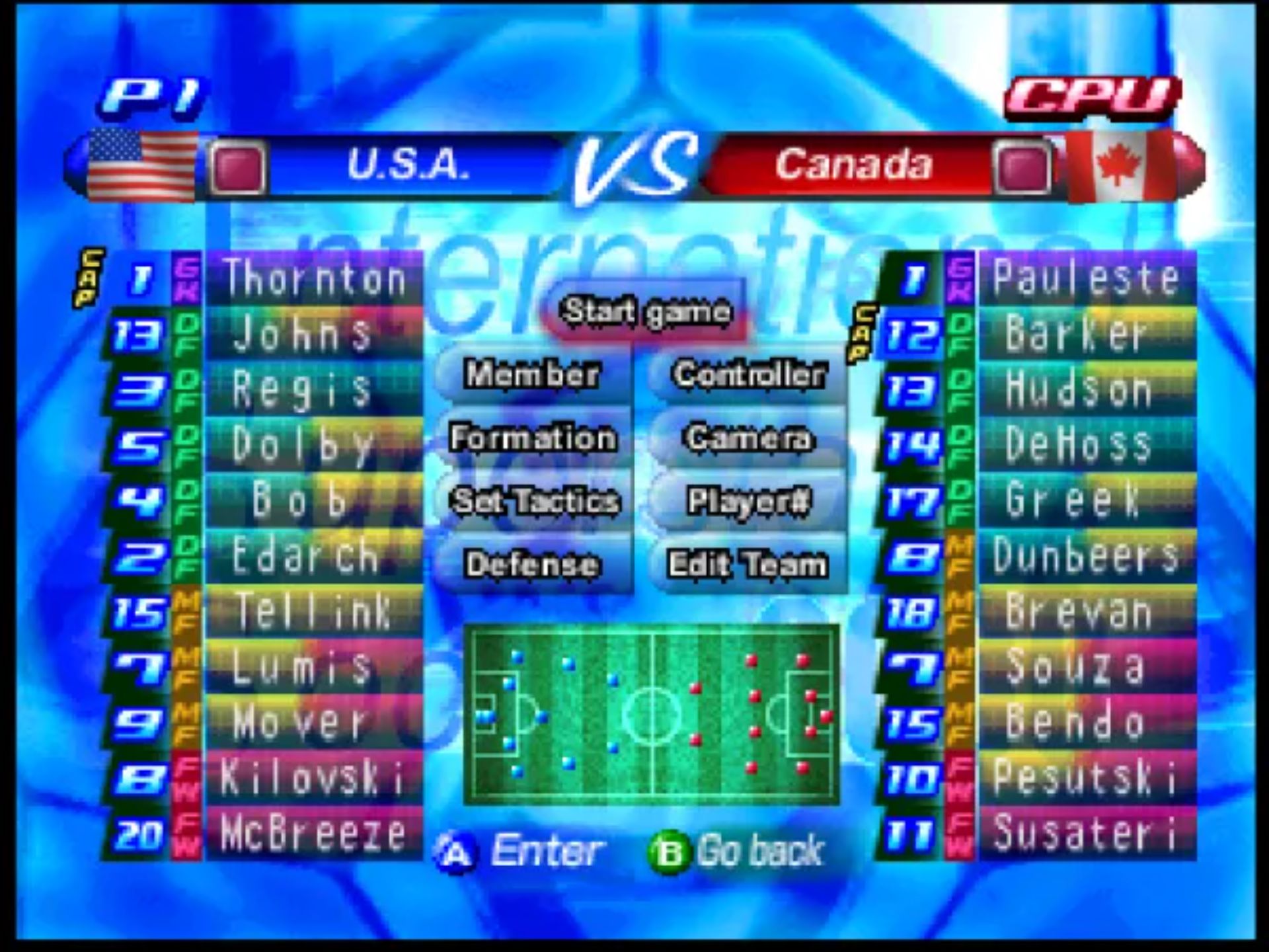 国际超级明星足球2000(International Superstar Soccer 2000)N64游戏截图第8张