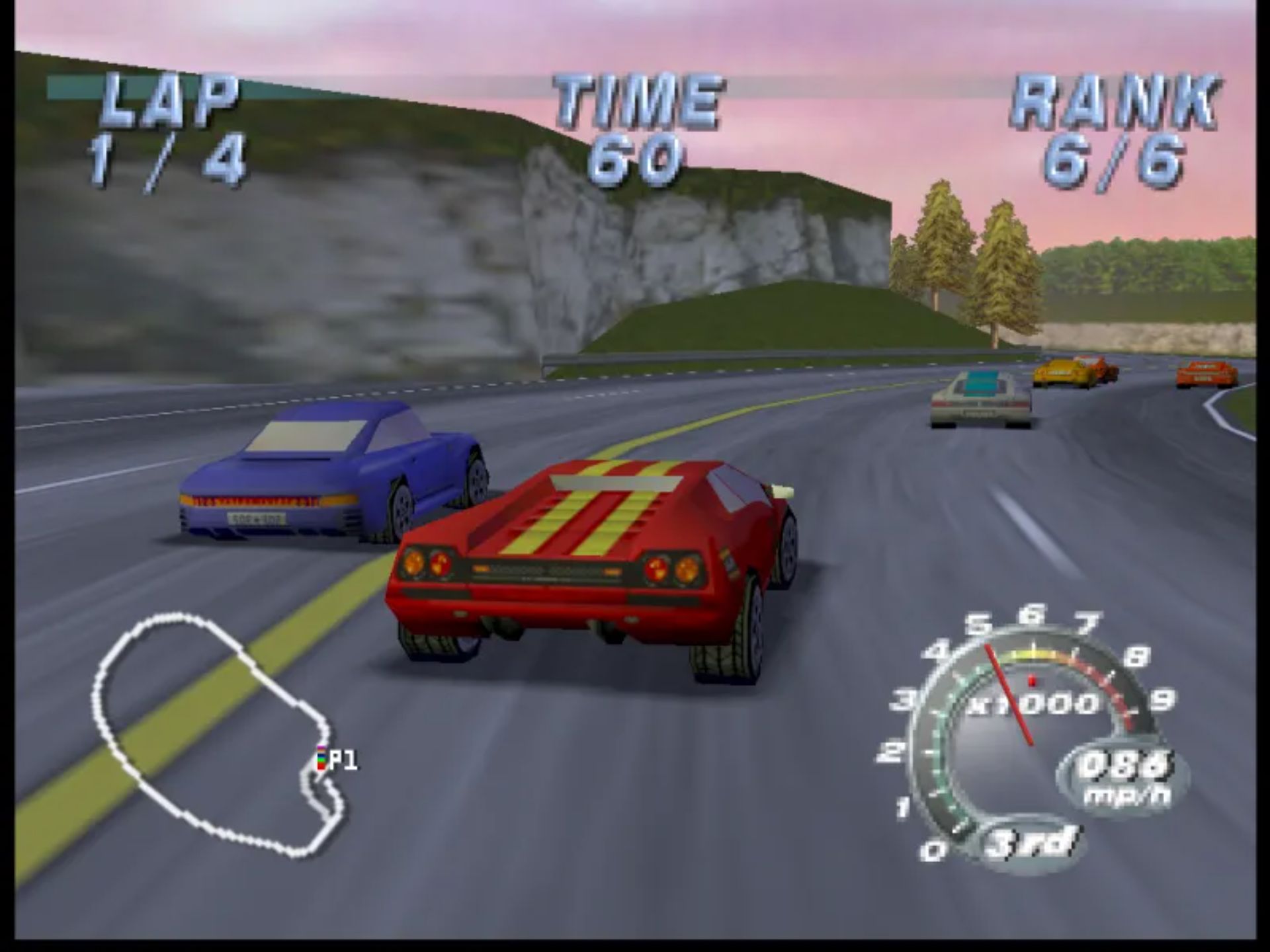兰博基尼赛车N64游戏截图第6张