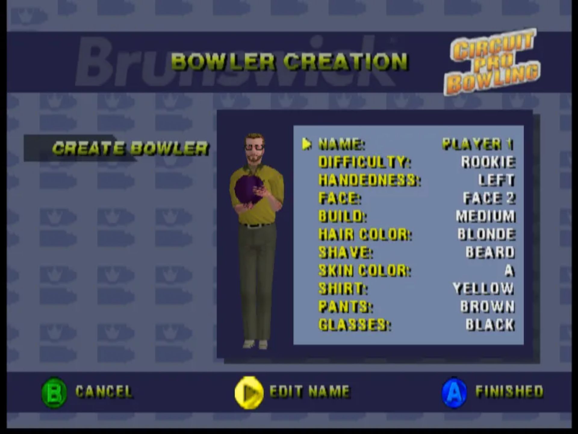 布伦瑞克职业保龄球巡回赛N64游戏截图第3张