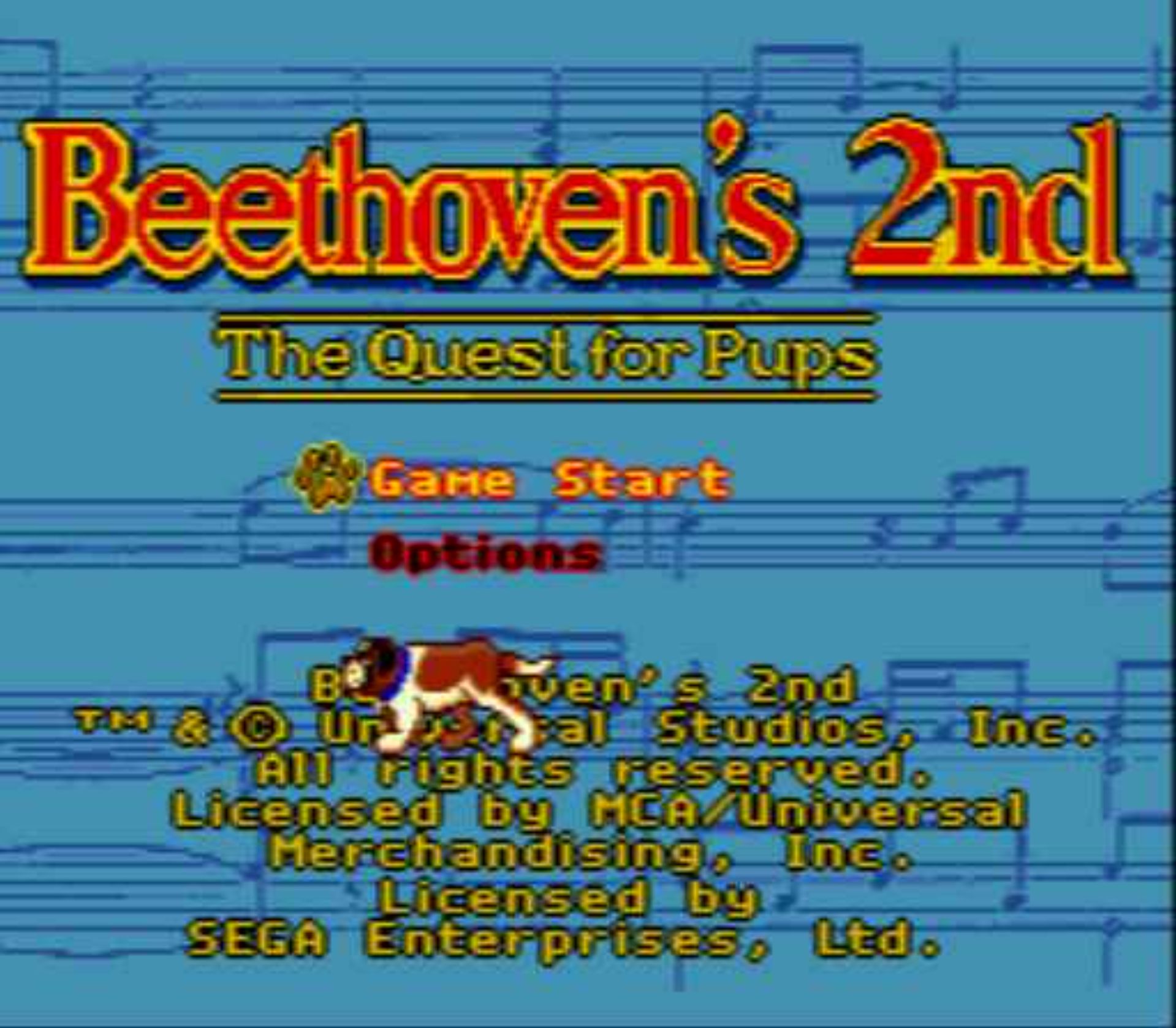 贝多芬2：寻找幼崽MD游戏截图第2张